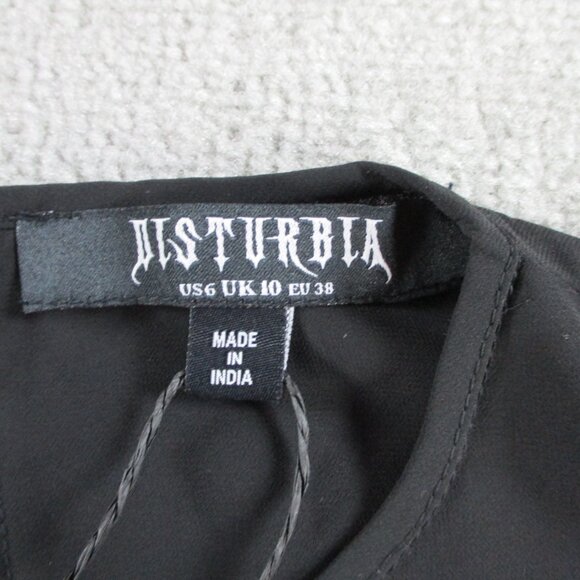 Disturbia Dress Women US 6 UK 10 Black Reflections Black Frill Detail Sleeveless - Picture 5 of 10